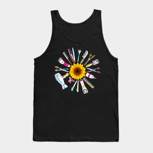 Hair Stylist Barber Tools Floral Tank Top